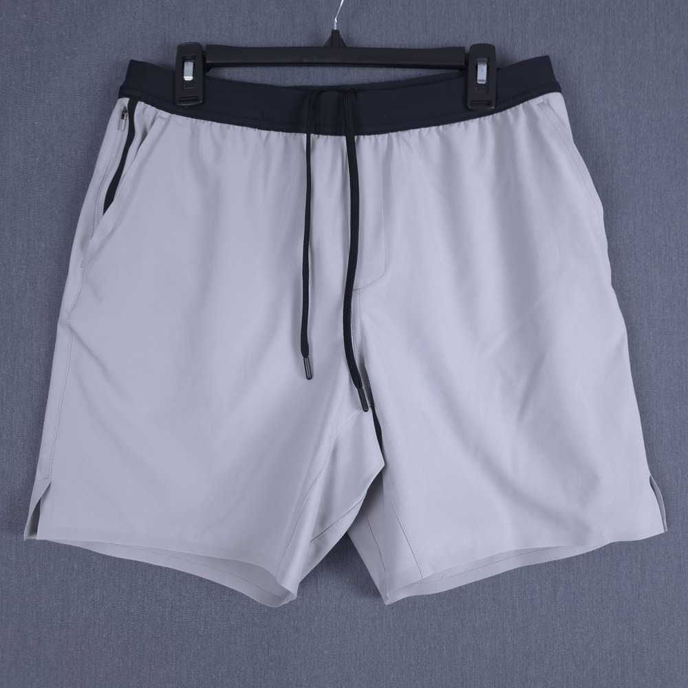 IBKUL Performance Shorts Mens Large Gray Lined Athletic Stretch Gym Running